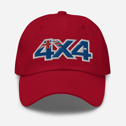 4x4 Australia red dad hat front view