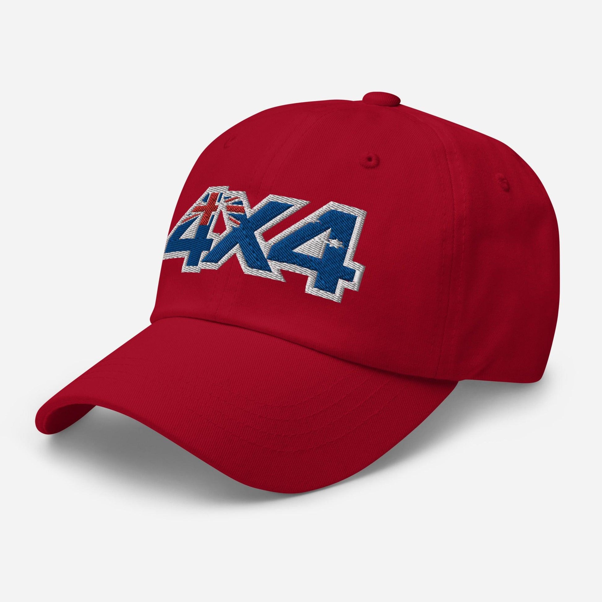 Left frontal view of the Unisex 4x4 trail hat in red