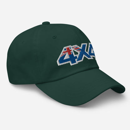 Right frontal view of the Unisex 4x4 trail hat in spruce green