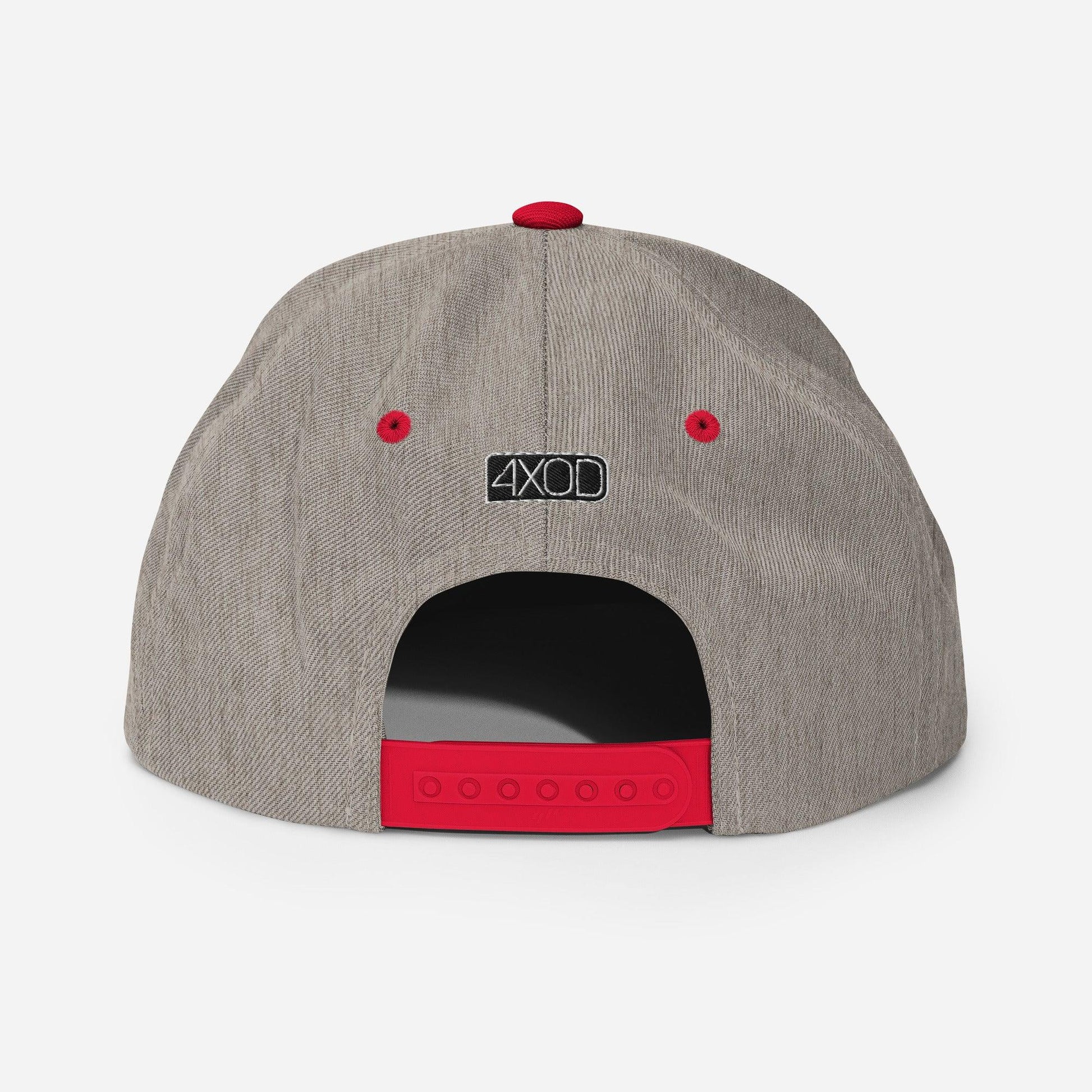 Durable offroad hat back view, grey and red version