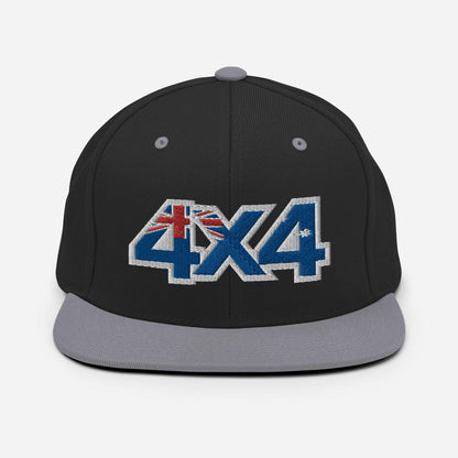 Front view of black and grey snapback hat