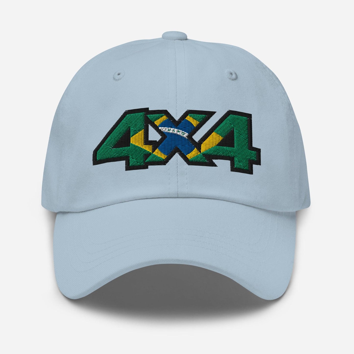 4x4 Brazil light blue dad hat front view