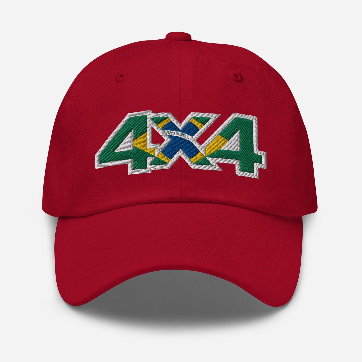 4x4 Brazil red baseball cap/dad hat front view