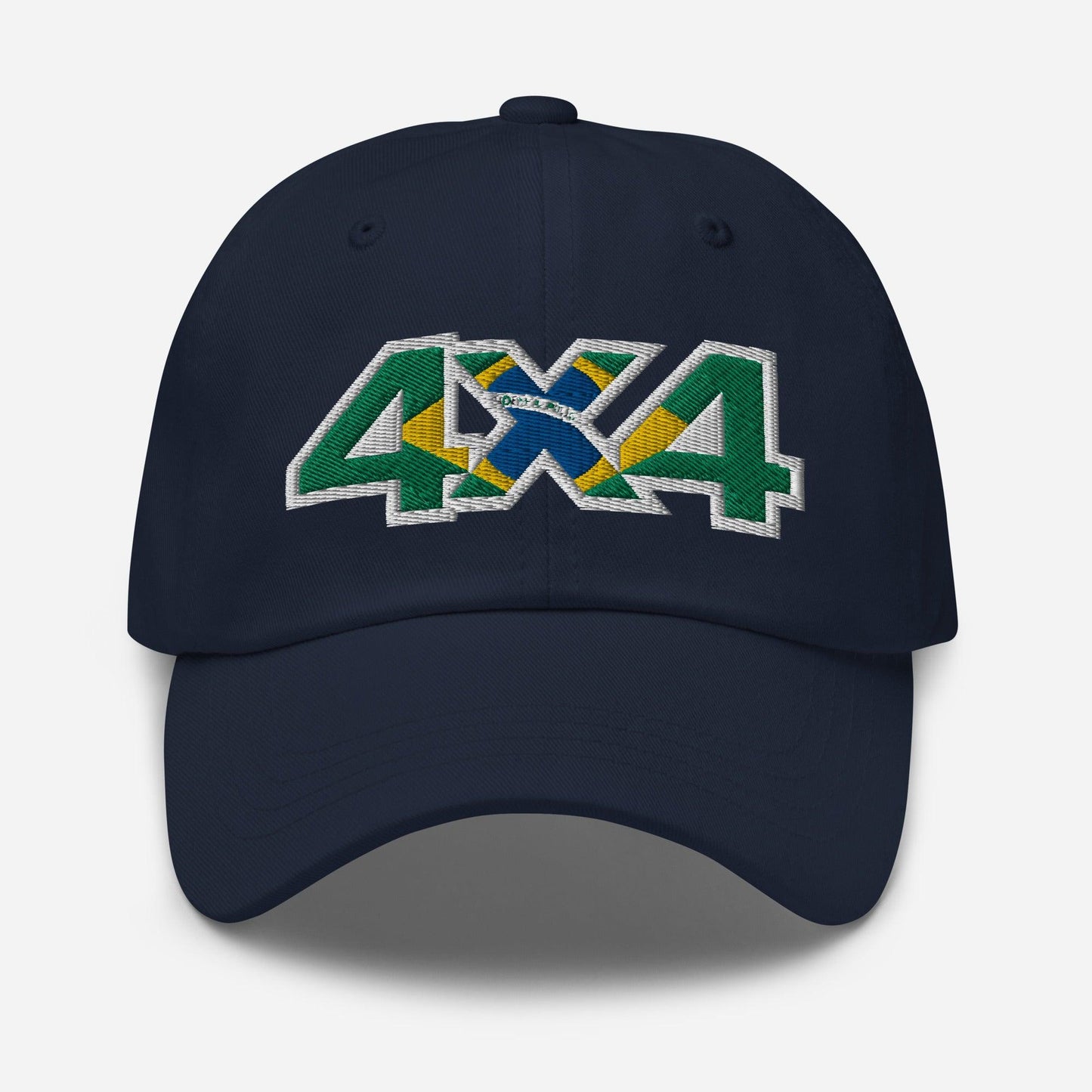 4x4 Brazil navy blue baseball cap/dad hat front view