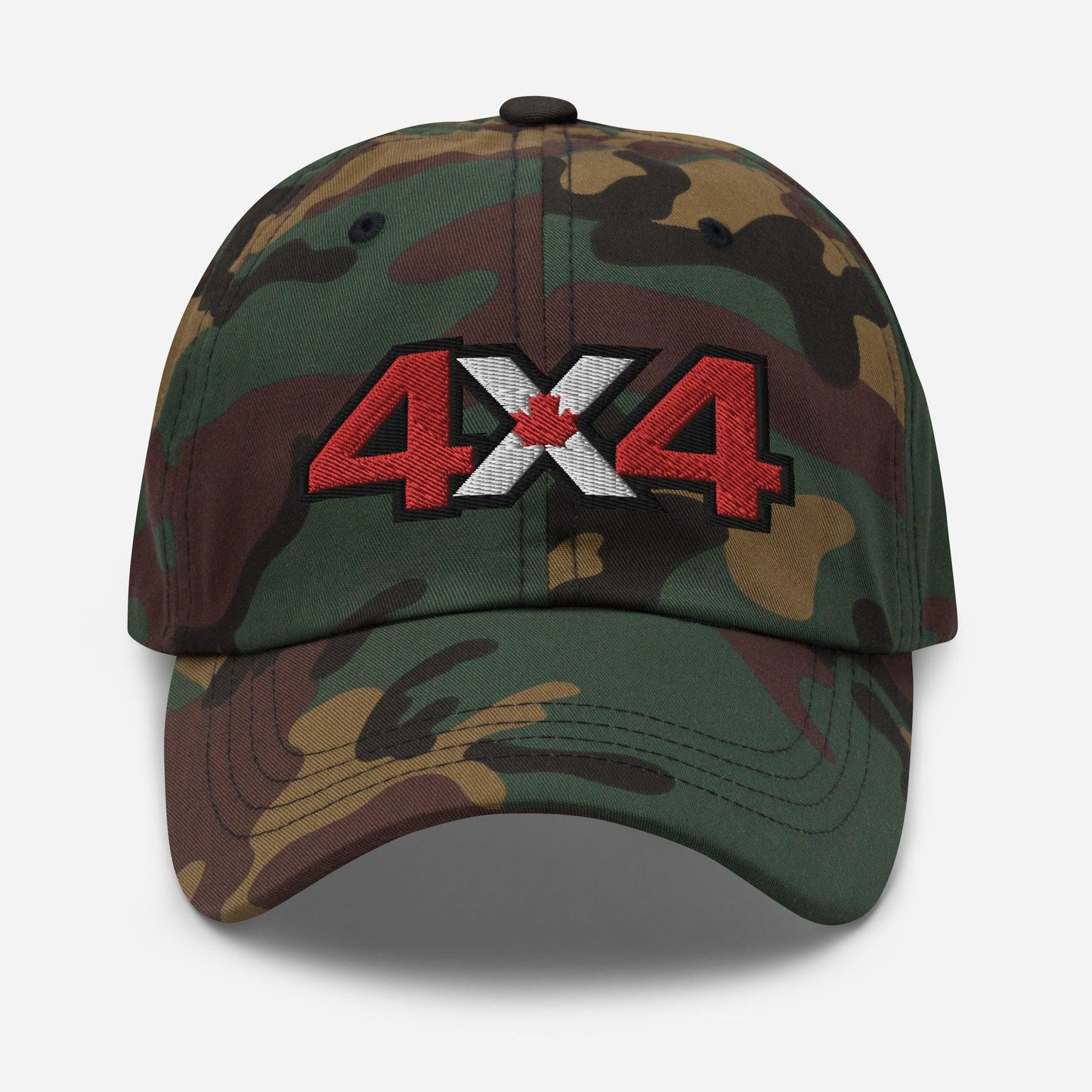 Front view of camo 4x4 Canada dad hat