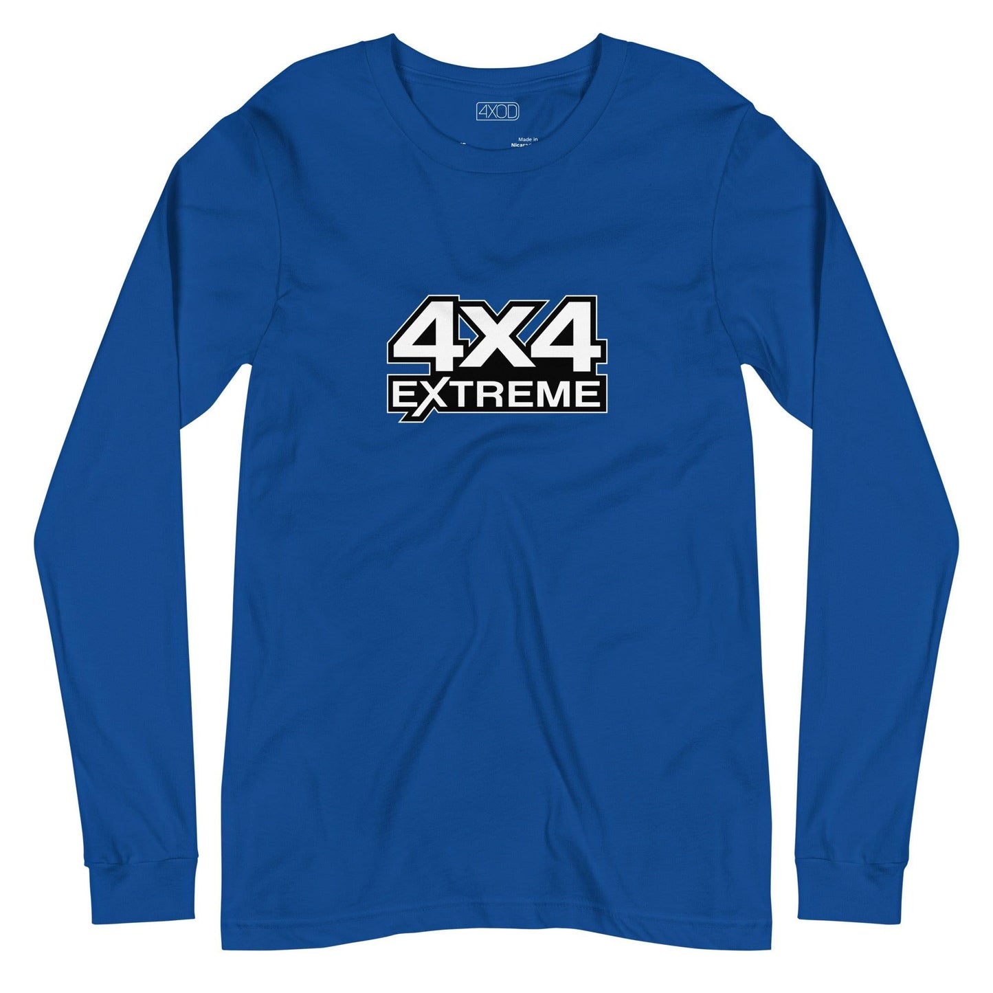 Royal Blue long sleeve tshirt with white 4x4 extreme print on the front