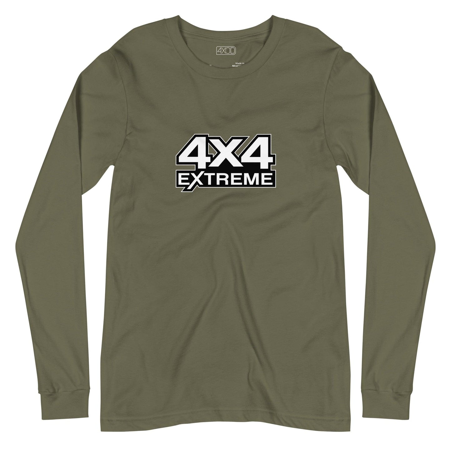 Military green long sleeve tshirt with white 4x4 extreme print on the front