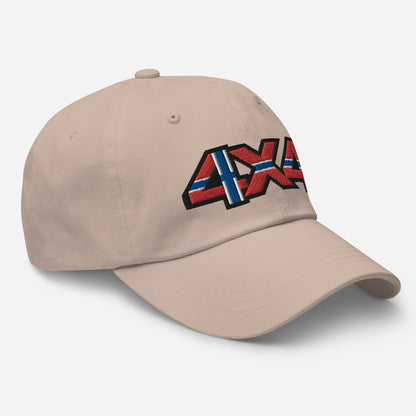 Side view of a stone ball cap with embroidery