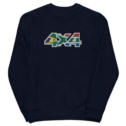 Front view of a South Africa Flag 4x4 Embroidered Eco Sweatshirt in French navy