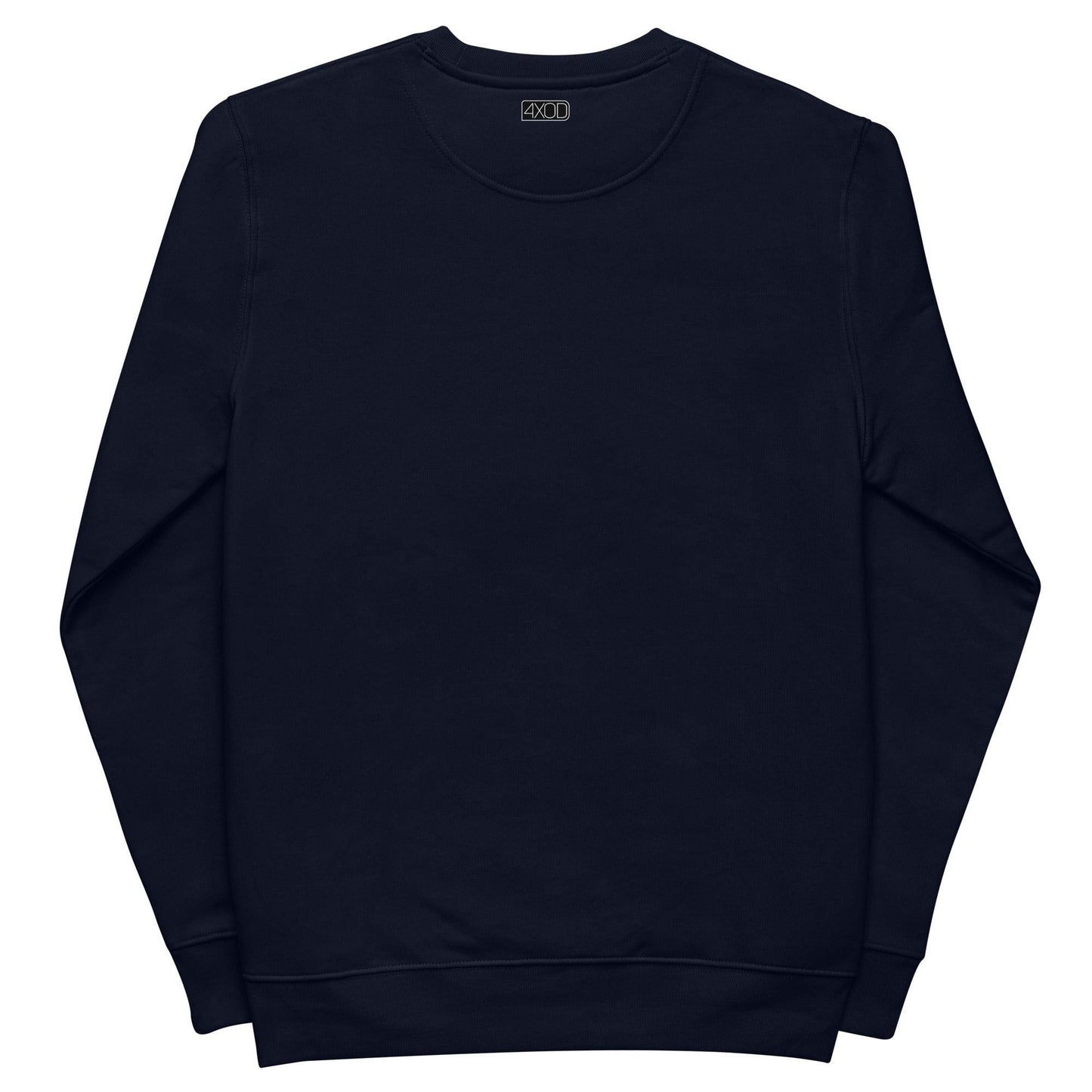 Rear view of the French navy eco sweatshirt