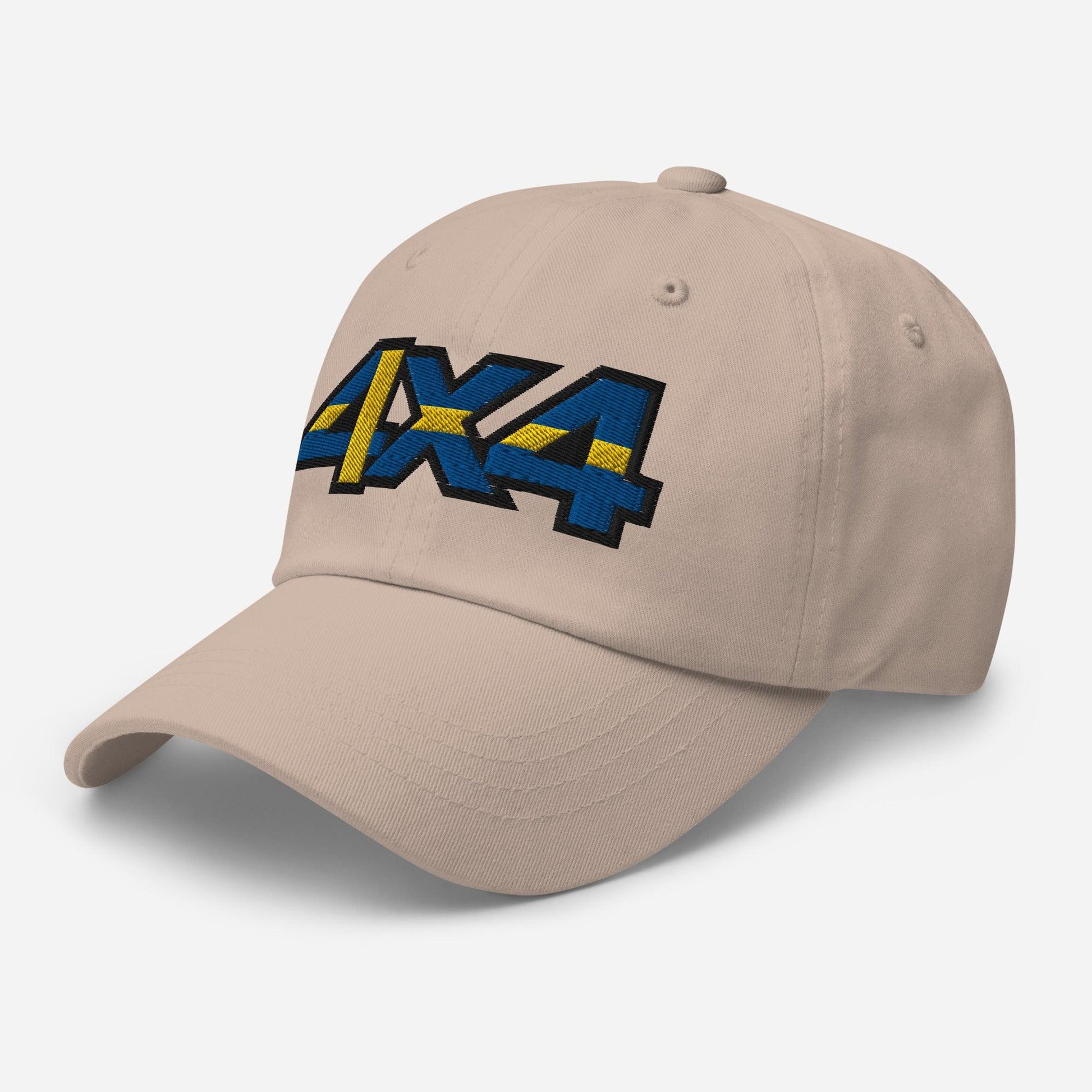 Side view of a stone ball cap/hat with embroidery on the front