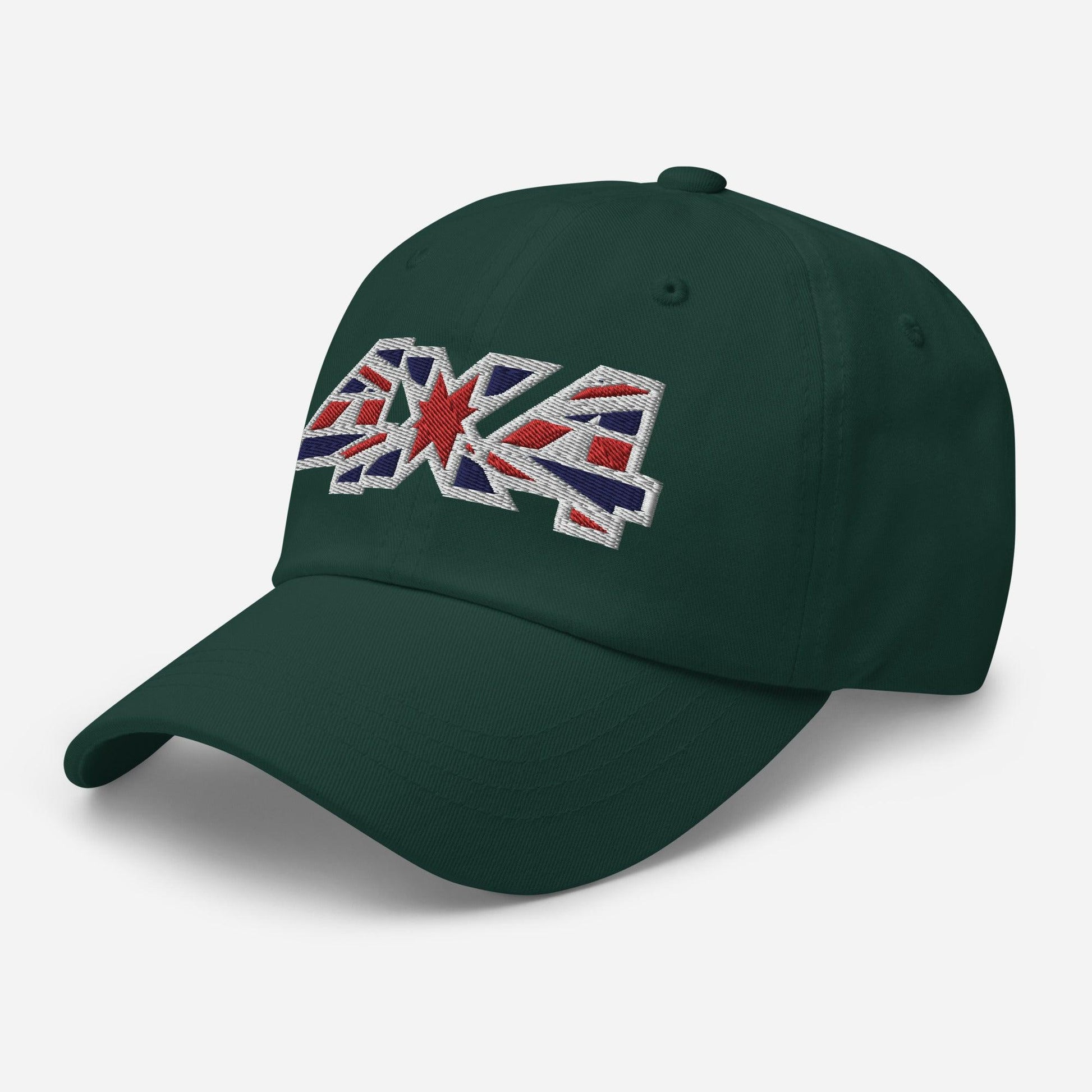 Side view of the ball cap in spruce green