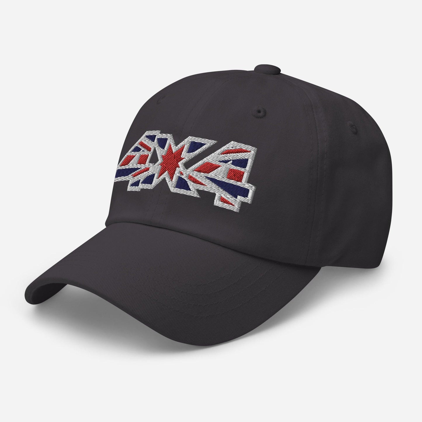 Side view of the ball cap in dark grey