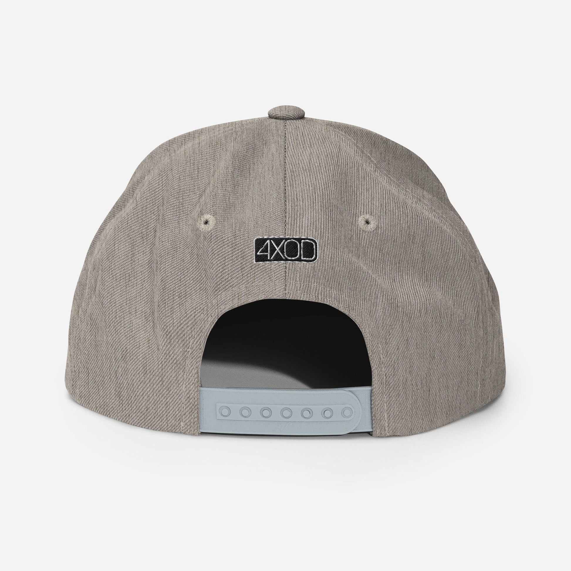 Rear view of the heather grey snapback hat