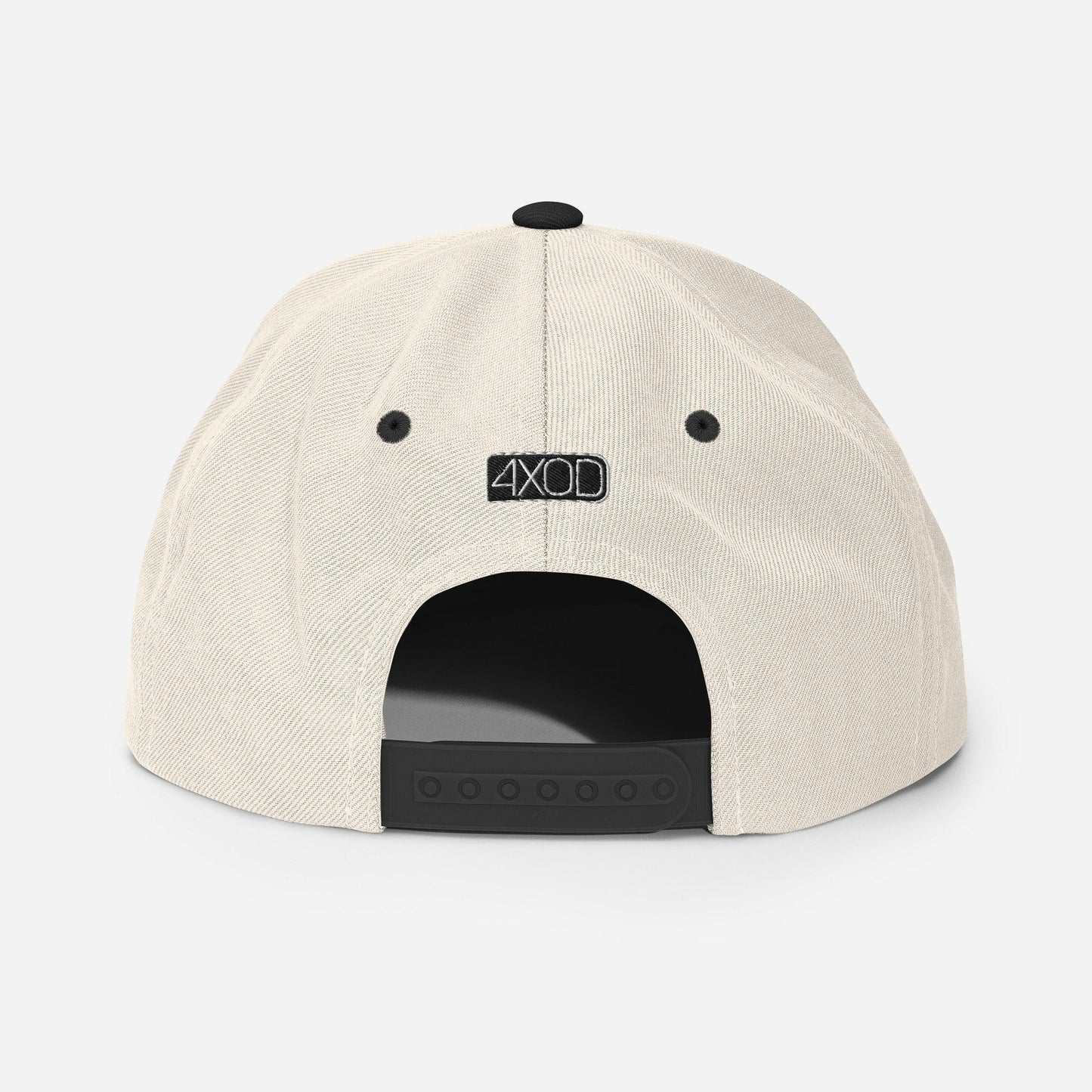 Rear view of the white snapback hat