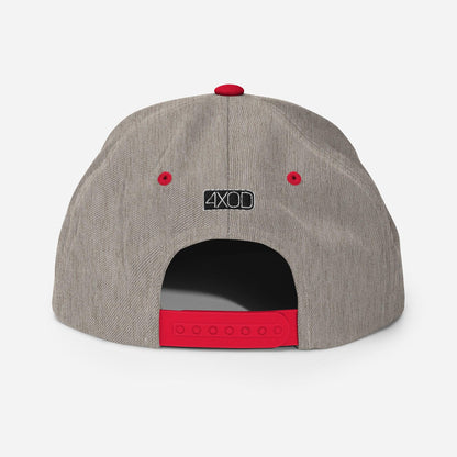 Rear view of the heather grey snapback hat