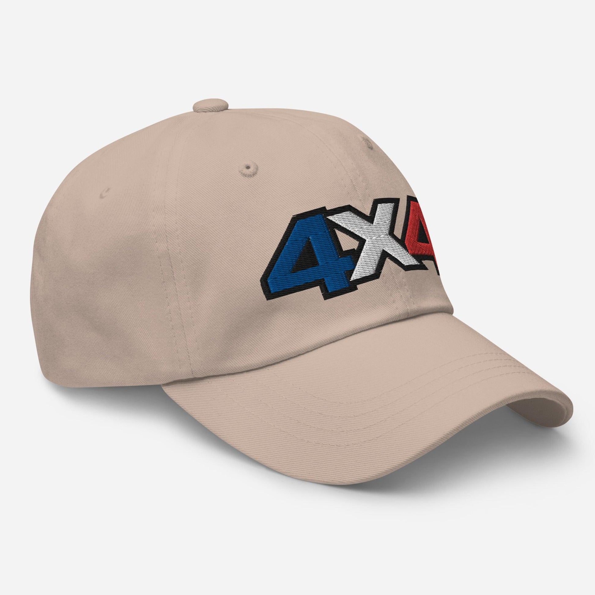 side view of a stone Ball Cap/Dad Hat with Embroidery