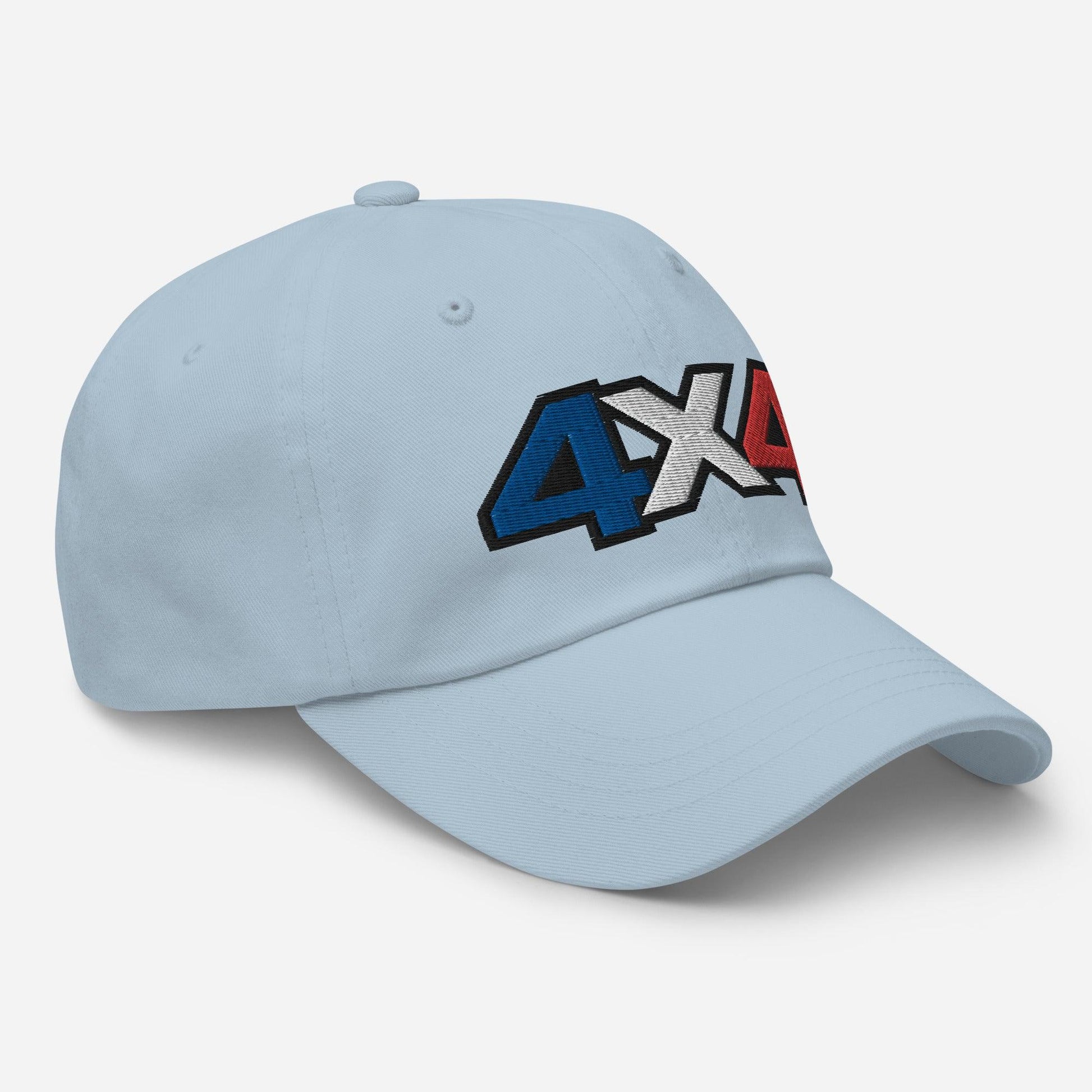 side view of a light blue Ball Cap/Dad Hat with Embroidery