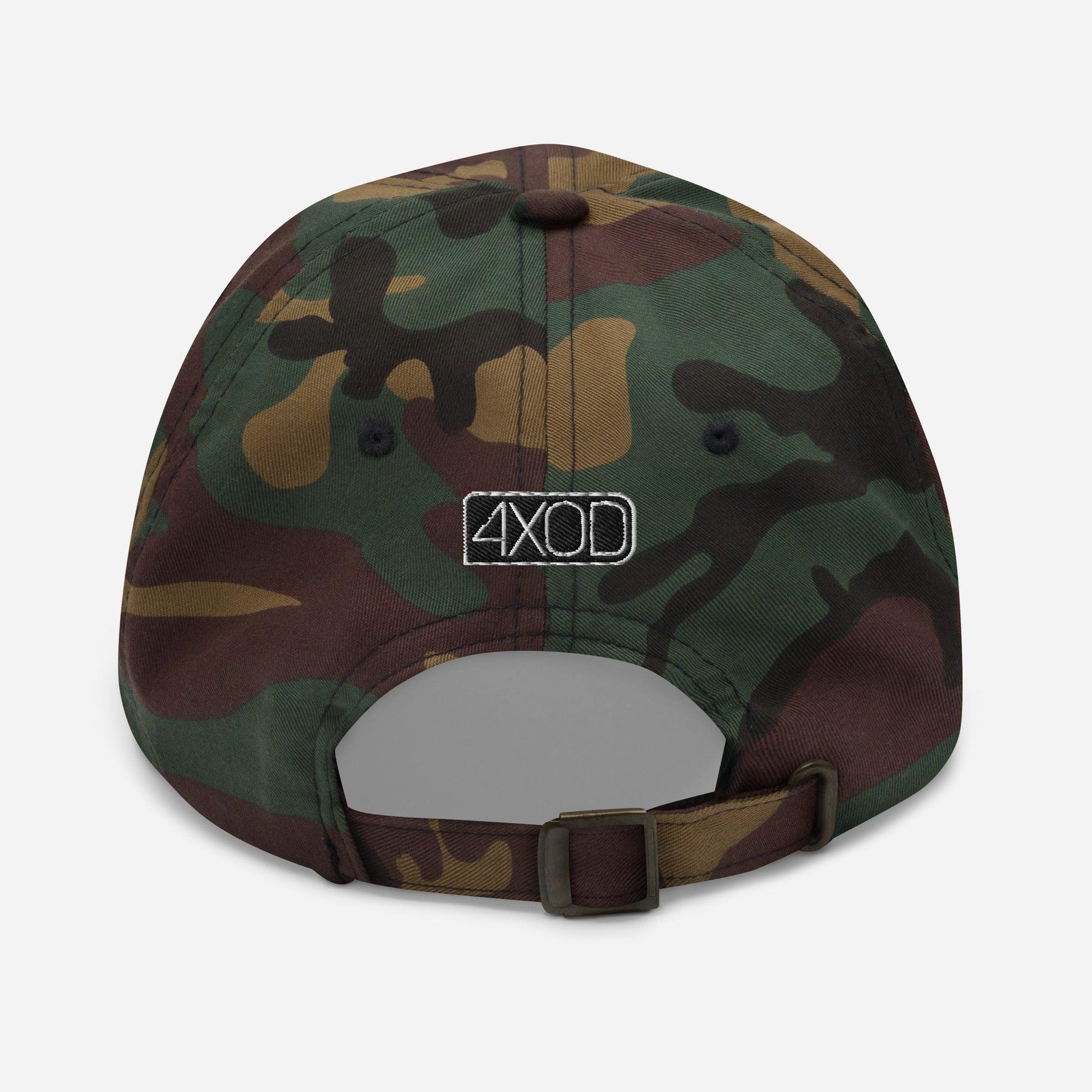 rear view of a camo Ball Cap/Dad Hat with Embroidery