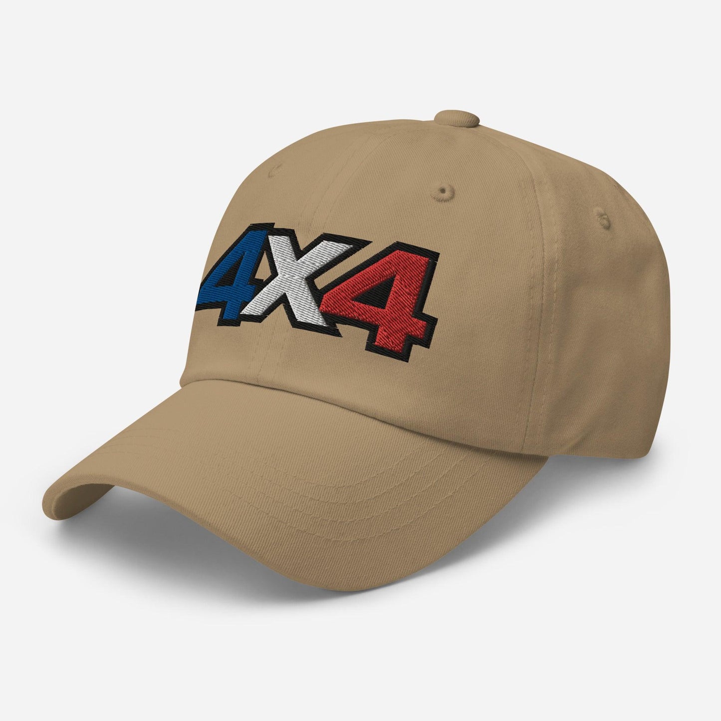 side view of a khaki Ball Cap/Dad Hat with Embroidery