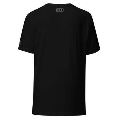 Rear view of the Gear Up, Stand Out, Adventure Awaits - Unisex t-shirt in black