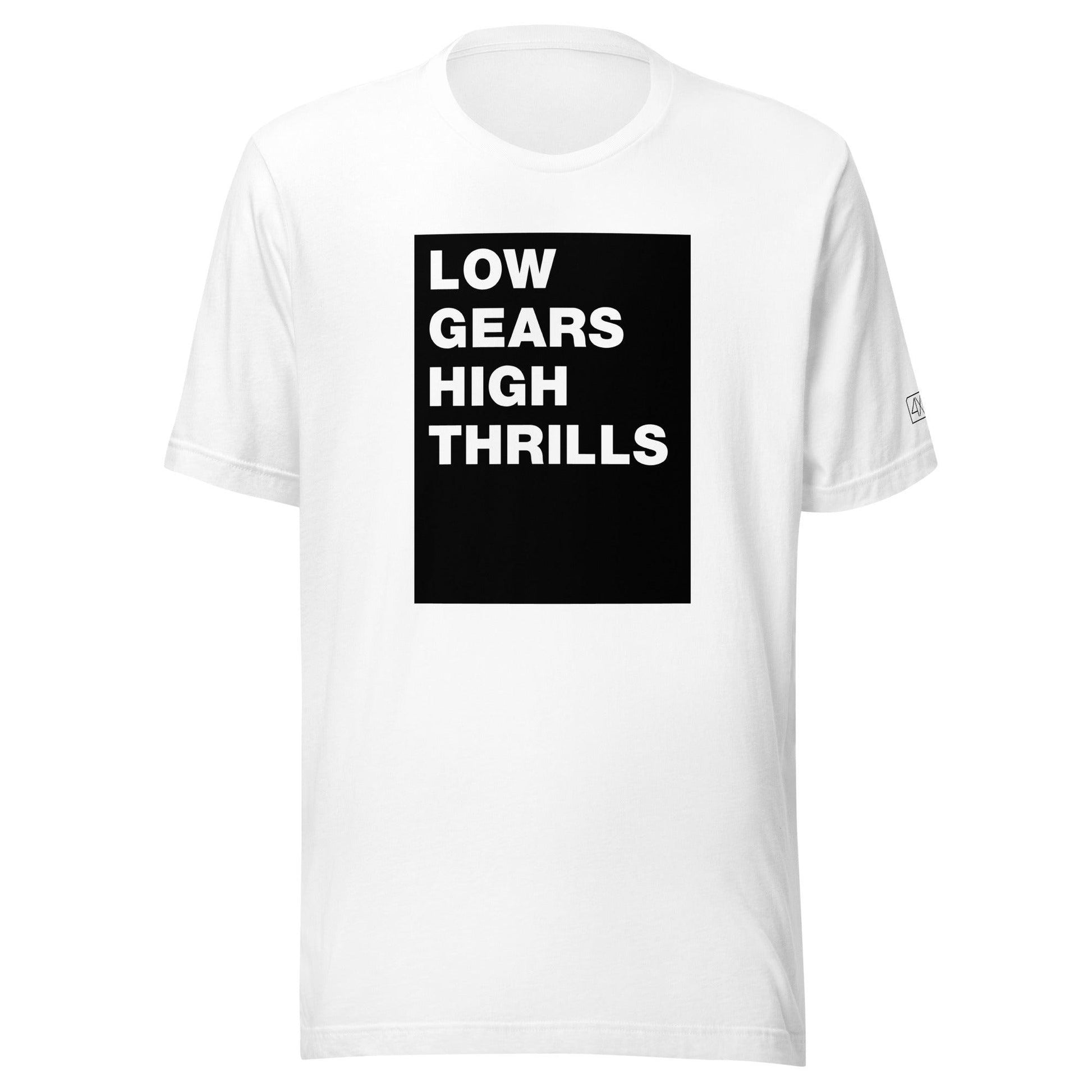 Front view of the Gears High Thrills - Unisex t-shirt in white