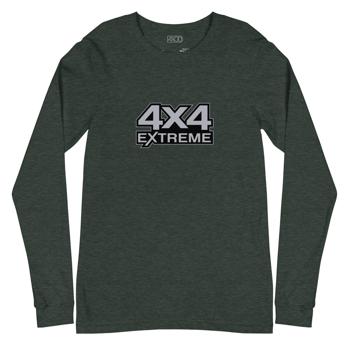 Heather forest long sleeve t-shirt with a silver 4x4 Extreme print on the front