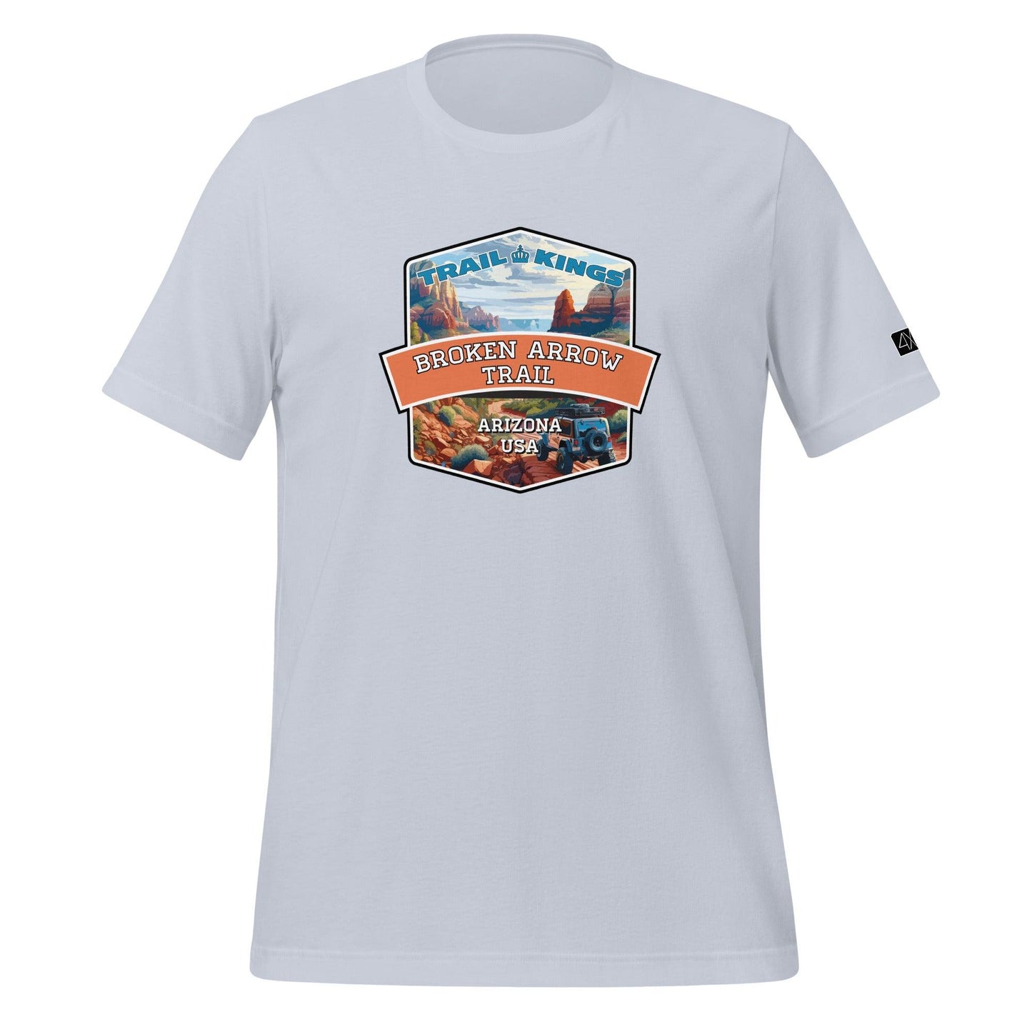 Front view of the Broken Arrow Trail - Unisex t-shirt in light blue