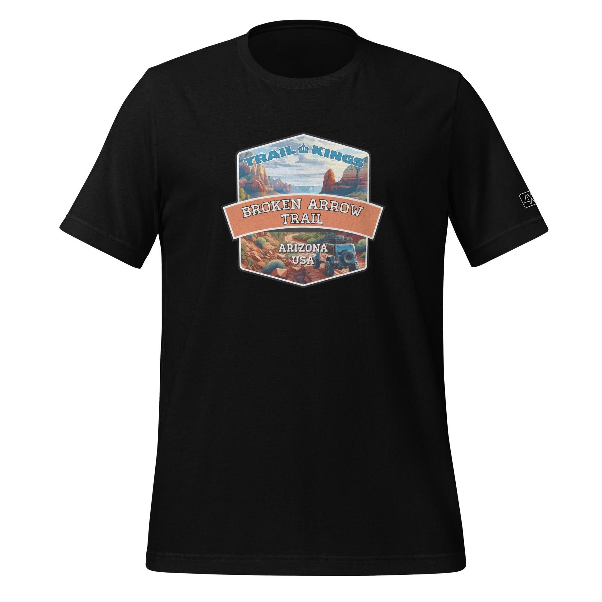 Front view of the Broken Arrow Trail - Unisex t-shirt in black