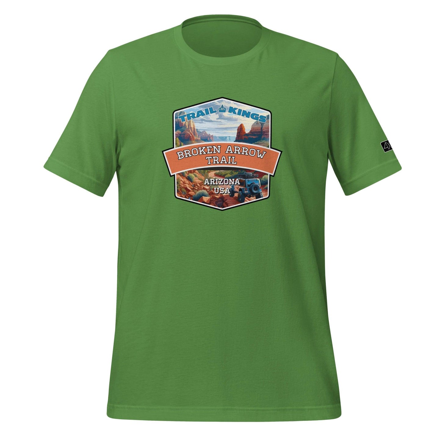 Front view of the Broken Arrow Trail - Unisex t-shirt in leaf