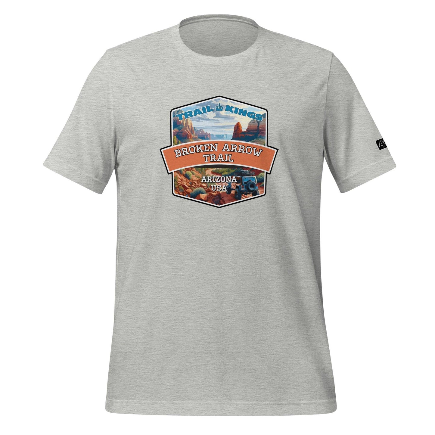 Front view of the Broken Arrow Trail - Unisex t-shirt in athletic heather