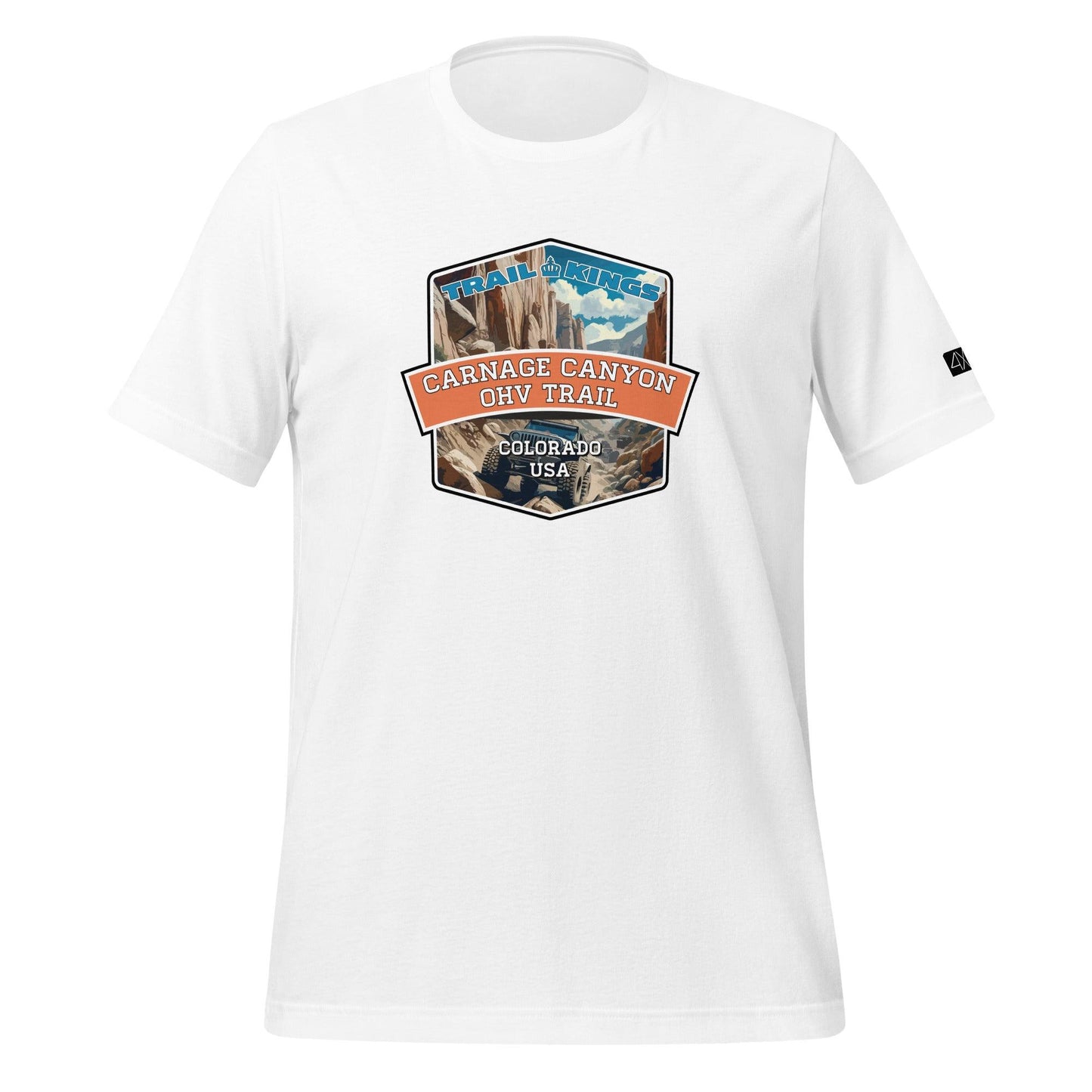 Front view of the Carnage Canyon OHV Trail - Unisex t-shirt in white