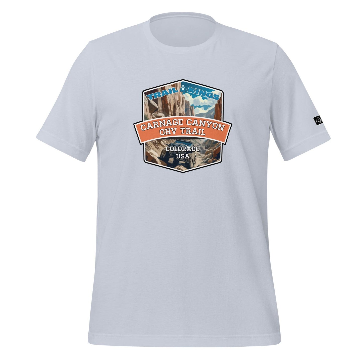 Front view of the Carnage Canyon OHV Trail - Unisex t-shirt in  light blue