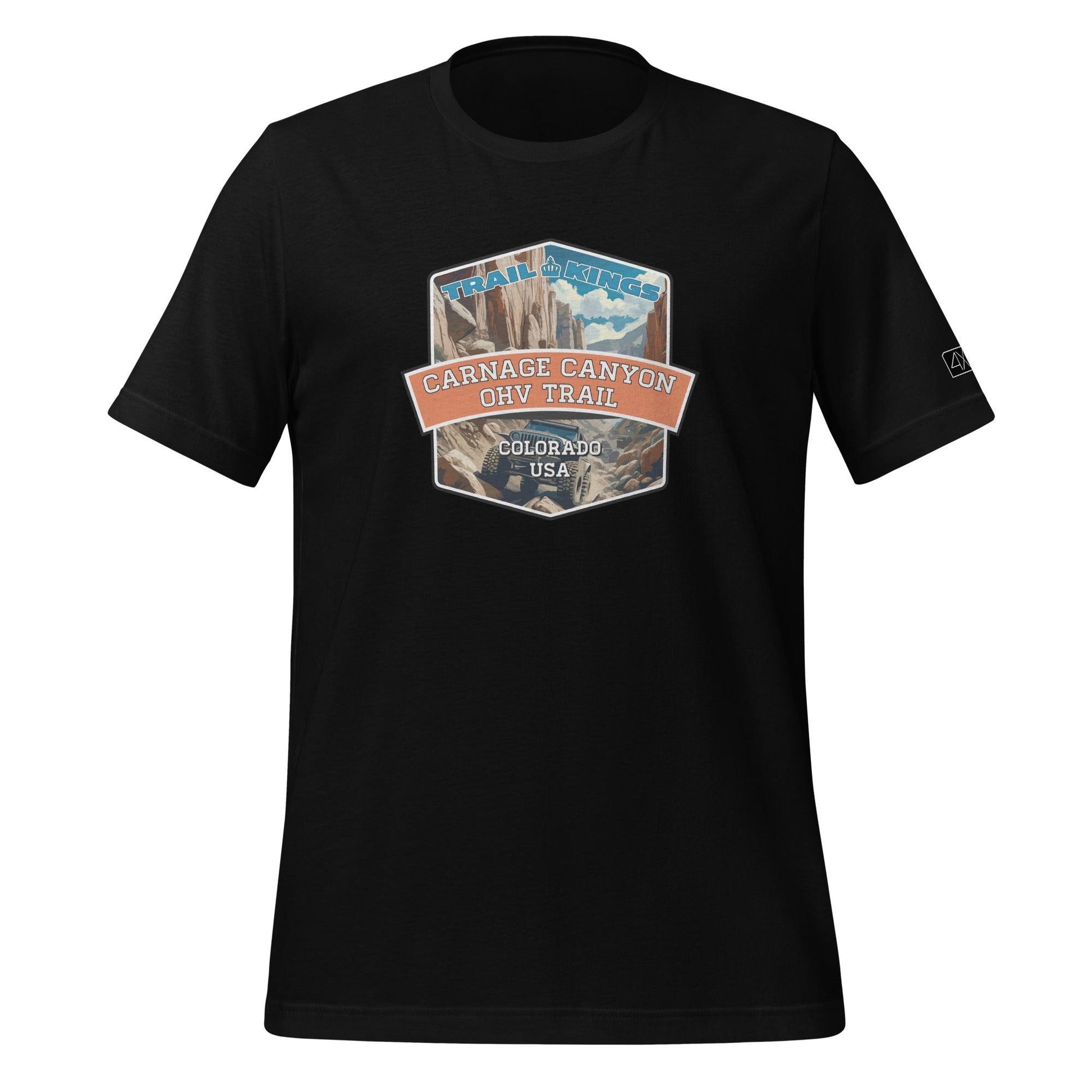 Front view of the Carnage Canyon OHV Trail - Unisex t-shirt in black