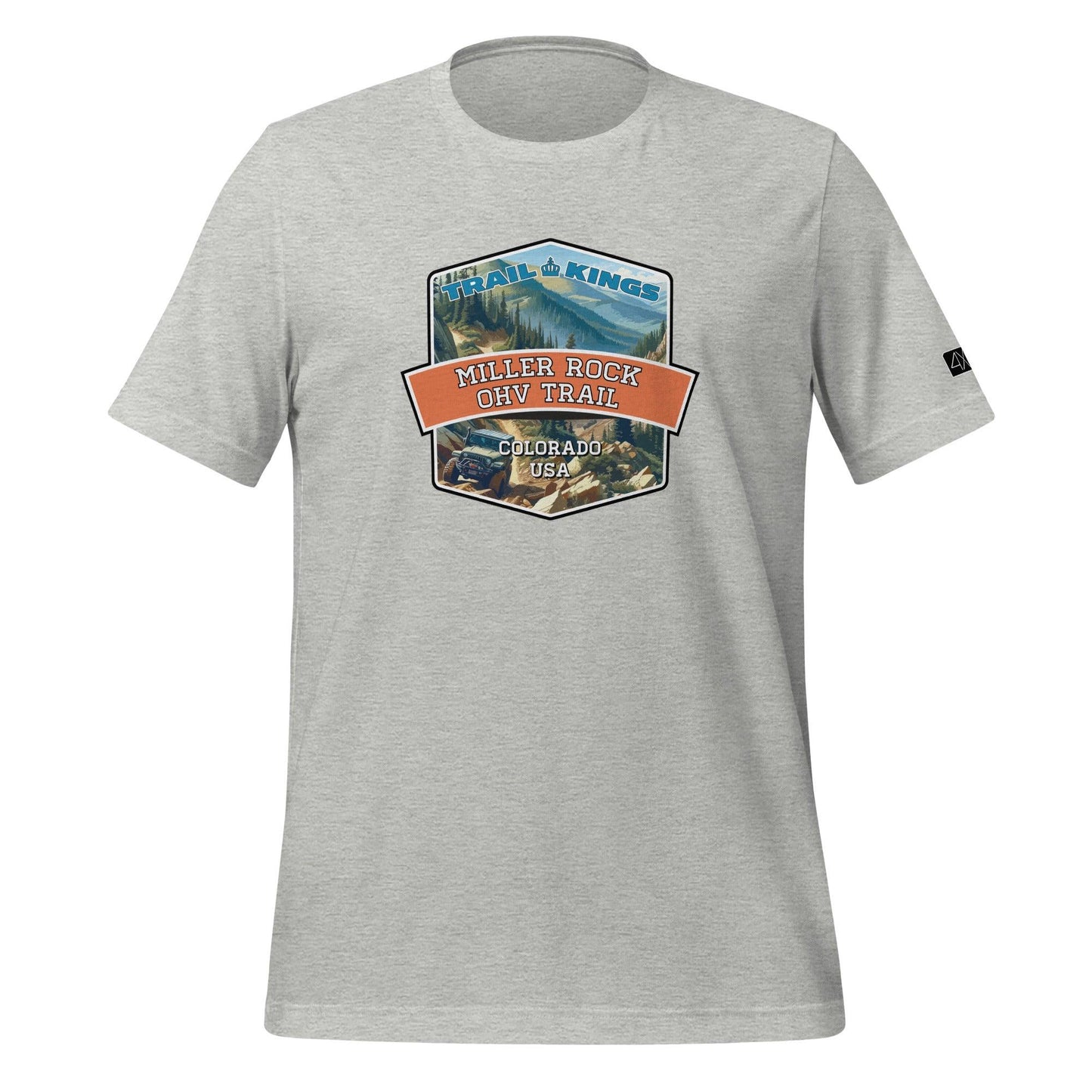 Front view of the Miller Rock OHV Trail Unisex t-shirt in athletic heather