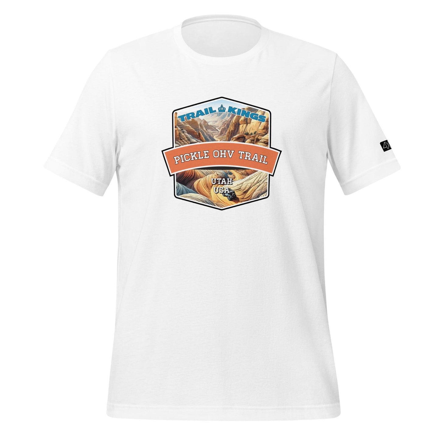 Front view of the Pickle OHV Trail Unisex t-shirt in white