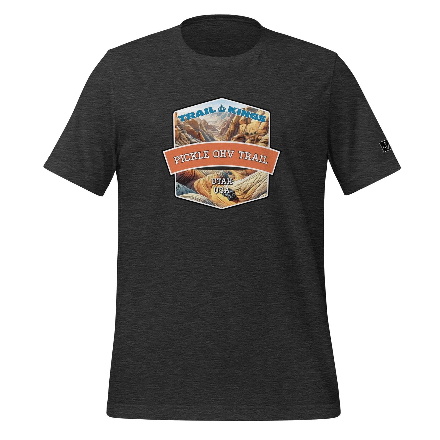 Front view of the Pickle OHV Trail Unisex t-shirt in dark grey heather