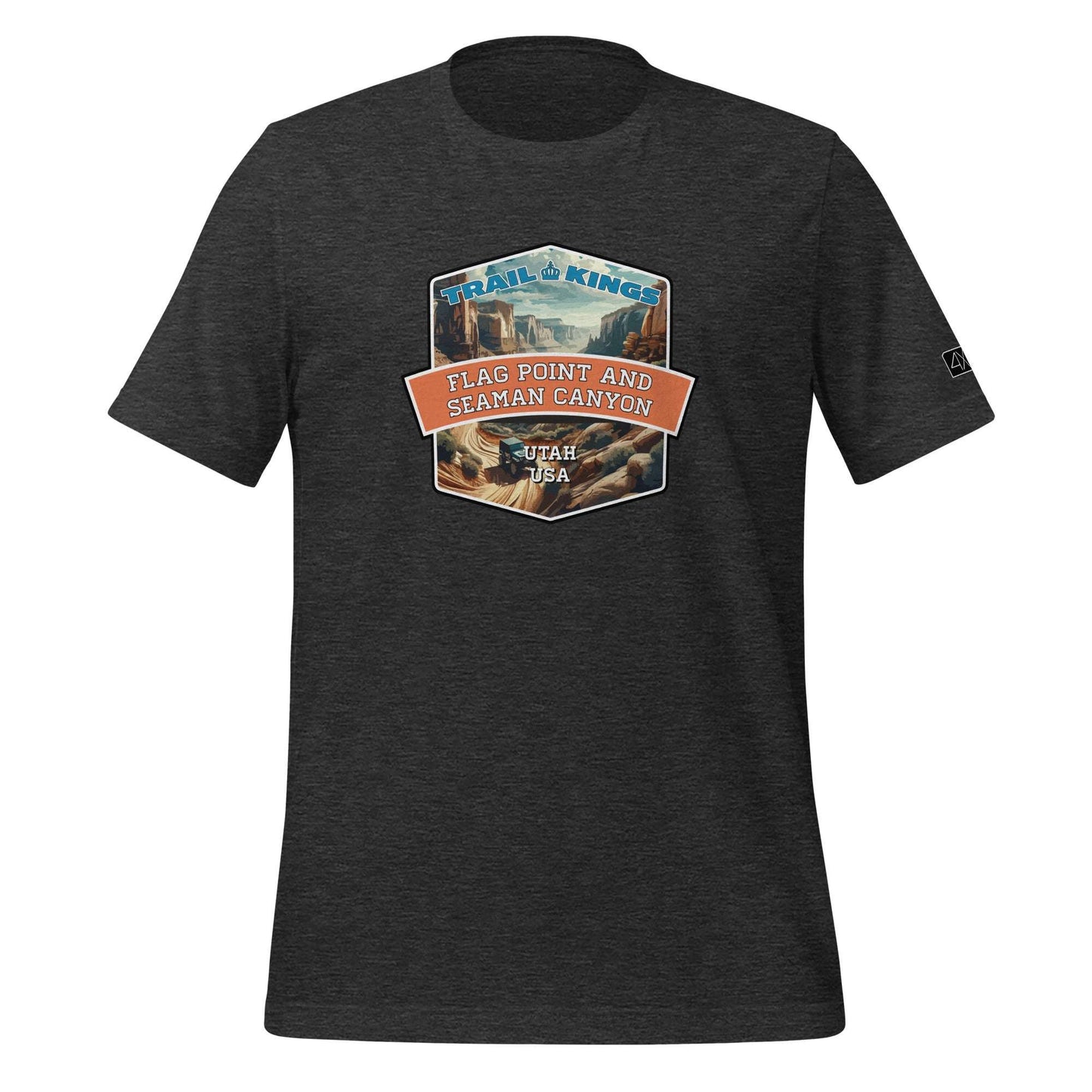 Trail Kings: Flag Point and Seaman Canyon - Unisex t-shirt  in  Dark Grey Heather / 3XL  -  4XOD