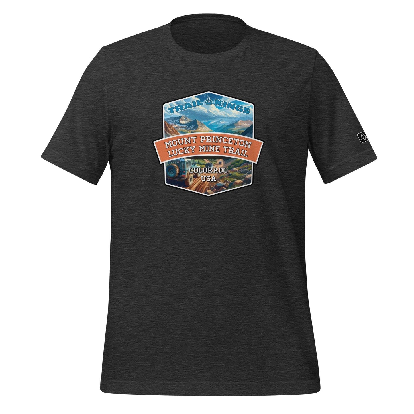 Trail Kings: Mount Princeton Lucky Mine Trail - Unisex t-shirt  in  Dark Grey Heather / 3XL  -  4XOD