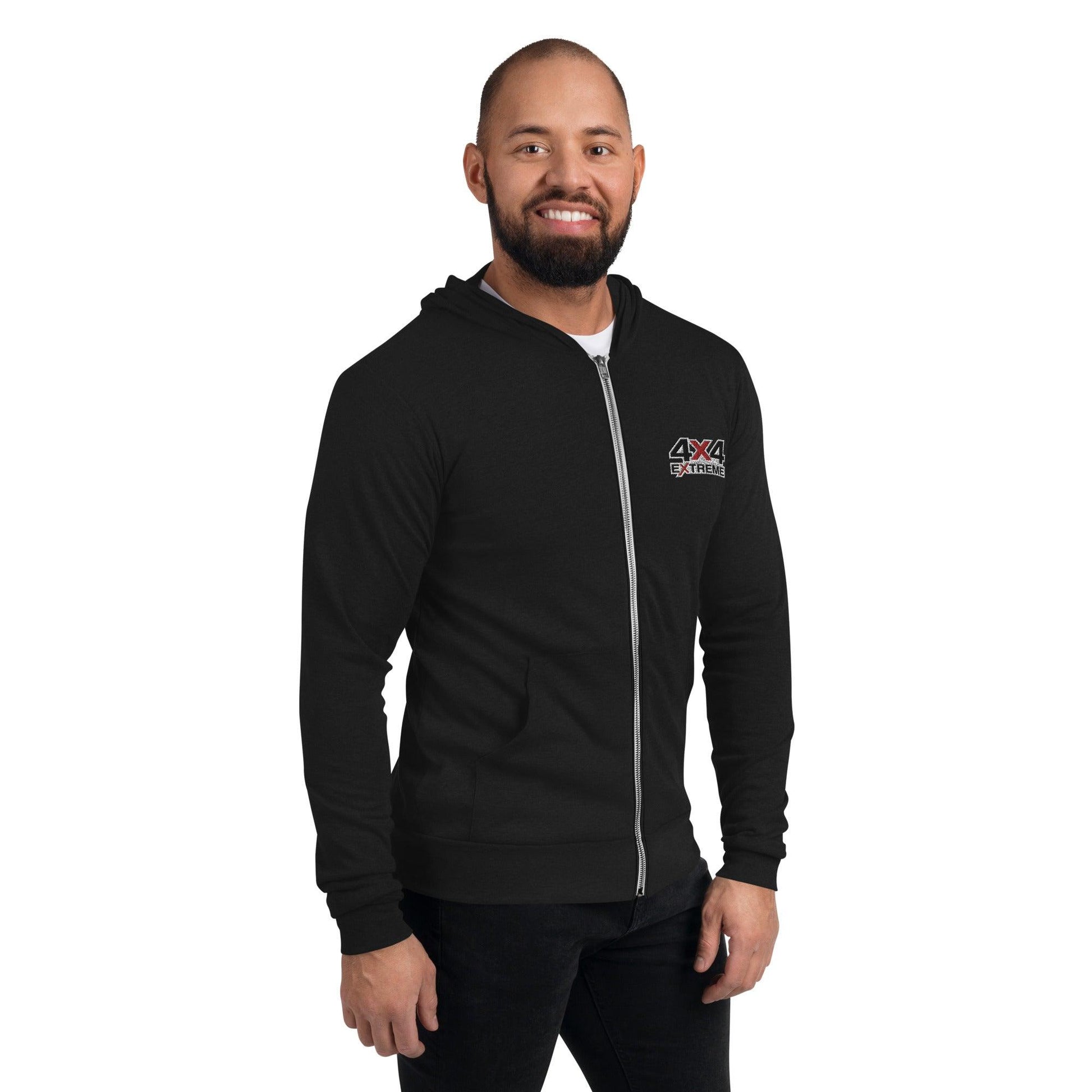 Man wearing black triblend hoodie